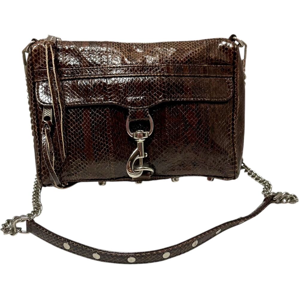 Rebecca Minkoff Mac Leather Python Snakeskin Brow… - image 1